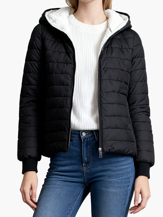 Damen Winter Steppjacke mit Kapuze – Eleganter Alltags-Look, Warm und Bequem