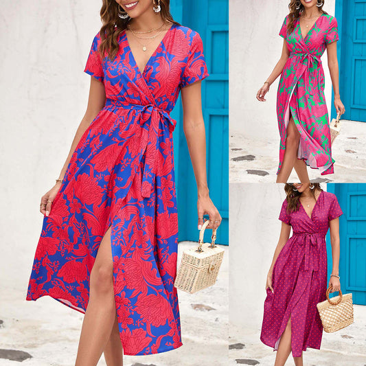 Wendy – Kurzes Kleid mit Print und V-Ausschnitt