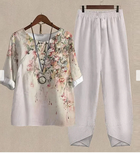 Abigail – Bedruckter Damenanzug mit Top und Hose