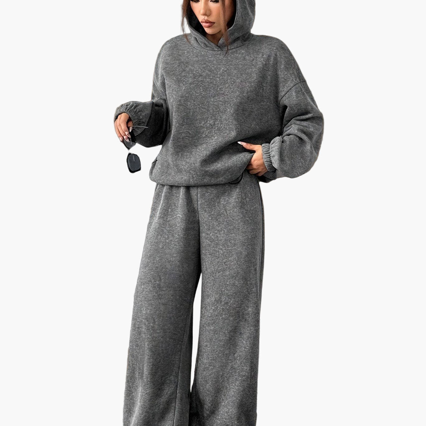 Damen Loungewear Set Kapuzenpullover und Weite Hose – Eleganter Freizeit-Look für Herbst & Winter