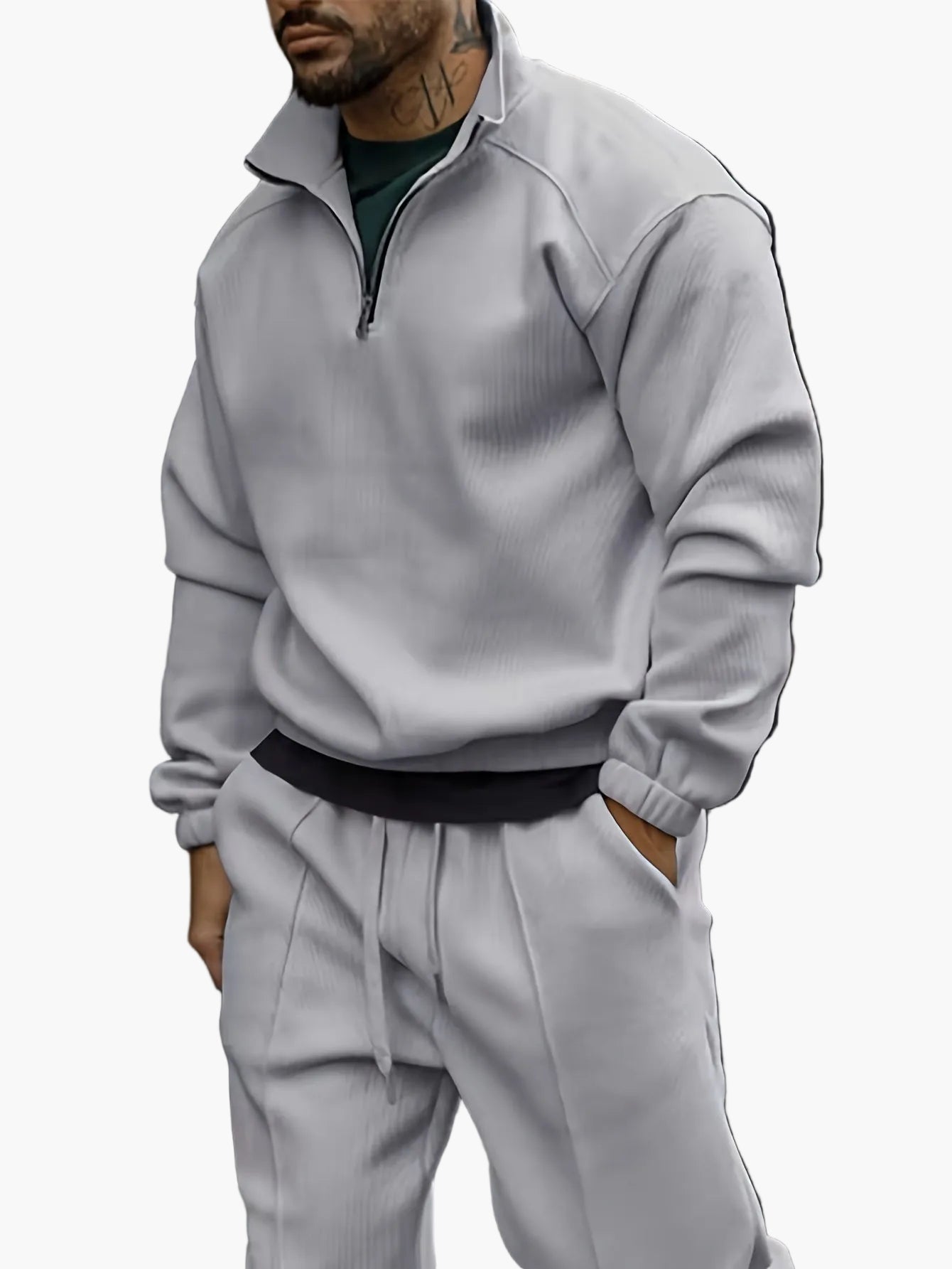 Herren Freizeit Trainingsanzug mit Reißverschluss – Modischer Streetwear Jogginganzug für Alltag und Sport