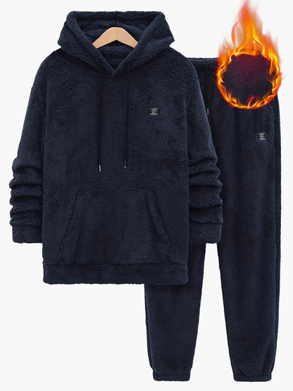 Herren Fleece Hoodie Set – Bequemer Freizeitanzug für Herbst und Winter