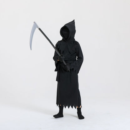 Halloween Kinder Grim Reaper Kostüm – Unisex Sensenmann Verkleidung für Halloween Party & Trick-or-Treat