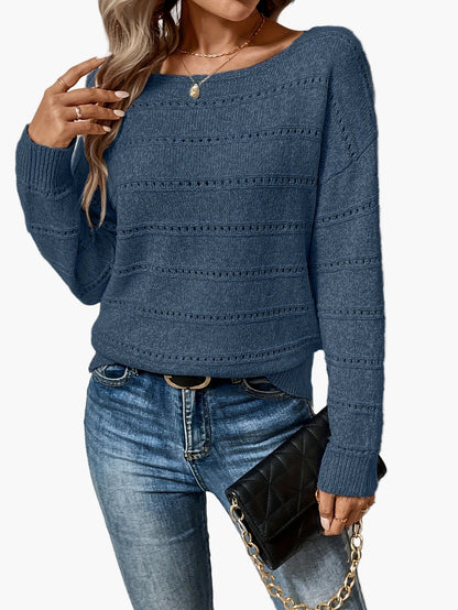 Damen Strickpullover Elegant Lässiger Herbst Winter Rundhals