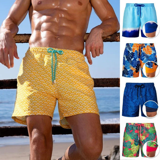 Jerry – Bedruckte Herren-Badeshorts mit doppelter Schicht für den Sommer