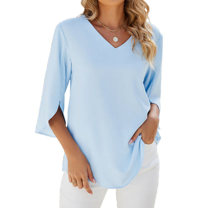 Alison – Lockeres Chiffon-Blusentop mit V-Ausschnitt