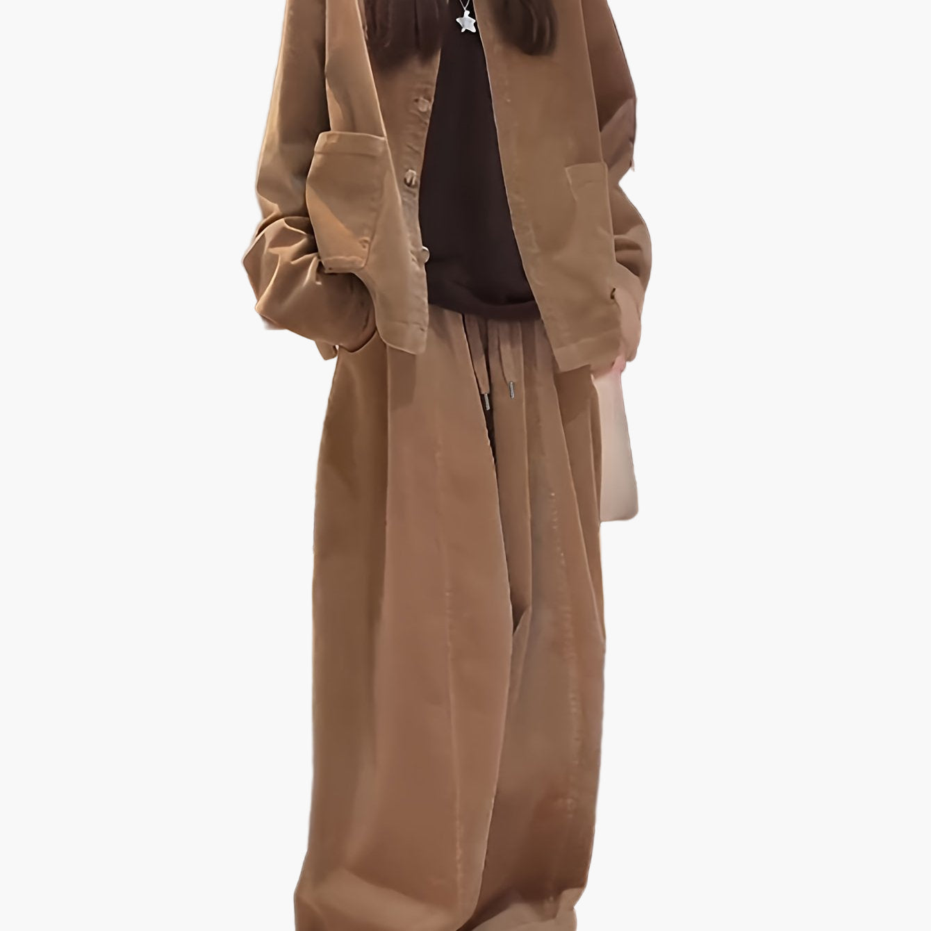 Damen Oversize Anzug Zweiteiler Set Elegant Lässig Herbst Winter