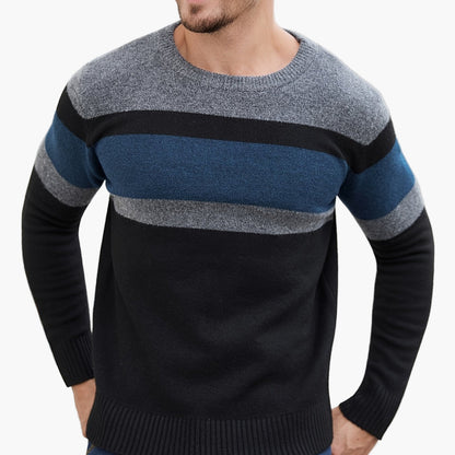 Herren Strickpullover mit Streifenmuster – Modischer Freizeitpullover für Herbst und Winter