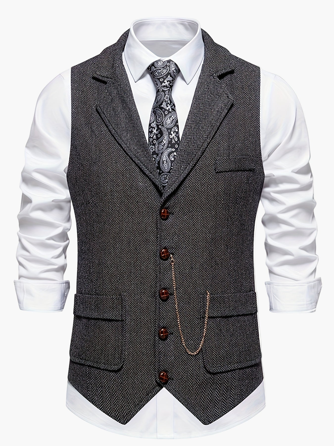 Herren Weste Klassisch Modern Business Hochzeit – Elegantes Herrenwesten-Design mit Reverskragen und Retro-Charme