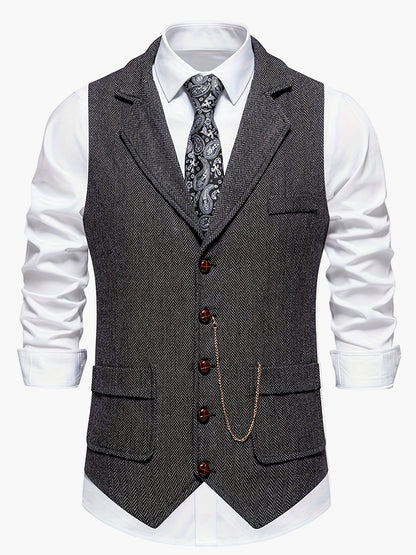 Herren Weste Klassisch Modern Business Hochzeit – Elegantes Herrenwesten-Design mit Reverskragen und Retro-Charme