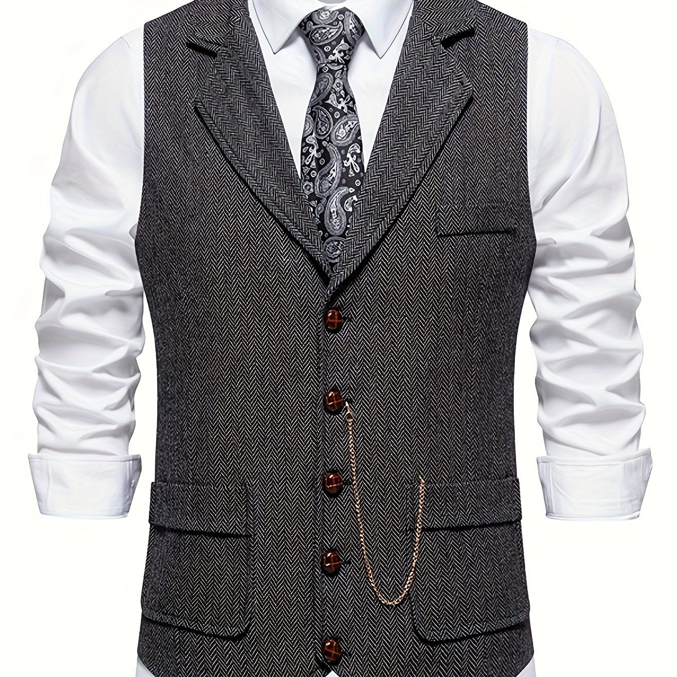 Herren Weste Klassisch Modern Business Hochzeit – Elegantes Herrenwesten-Design mit Reverskragen und Retro-Charme