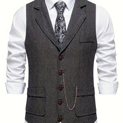 Herren Weste Klassisch Modern Business Hochzeit – Elegantes Herrenwesten-Design mit Reverskragen und Retro-Charme