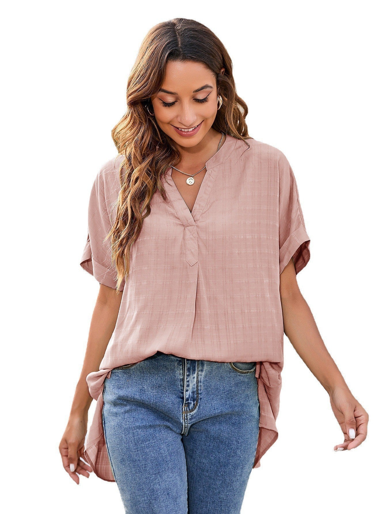 Natasha – Lockeres Damen-V-Ausschnitt-Freizeitpullover-Shirt