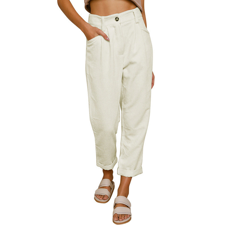Marie – Hochtaillierte lässige Cordhose mit geradem Schnitt