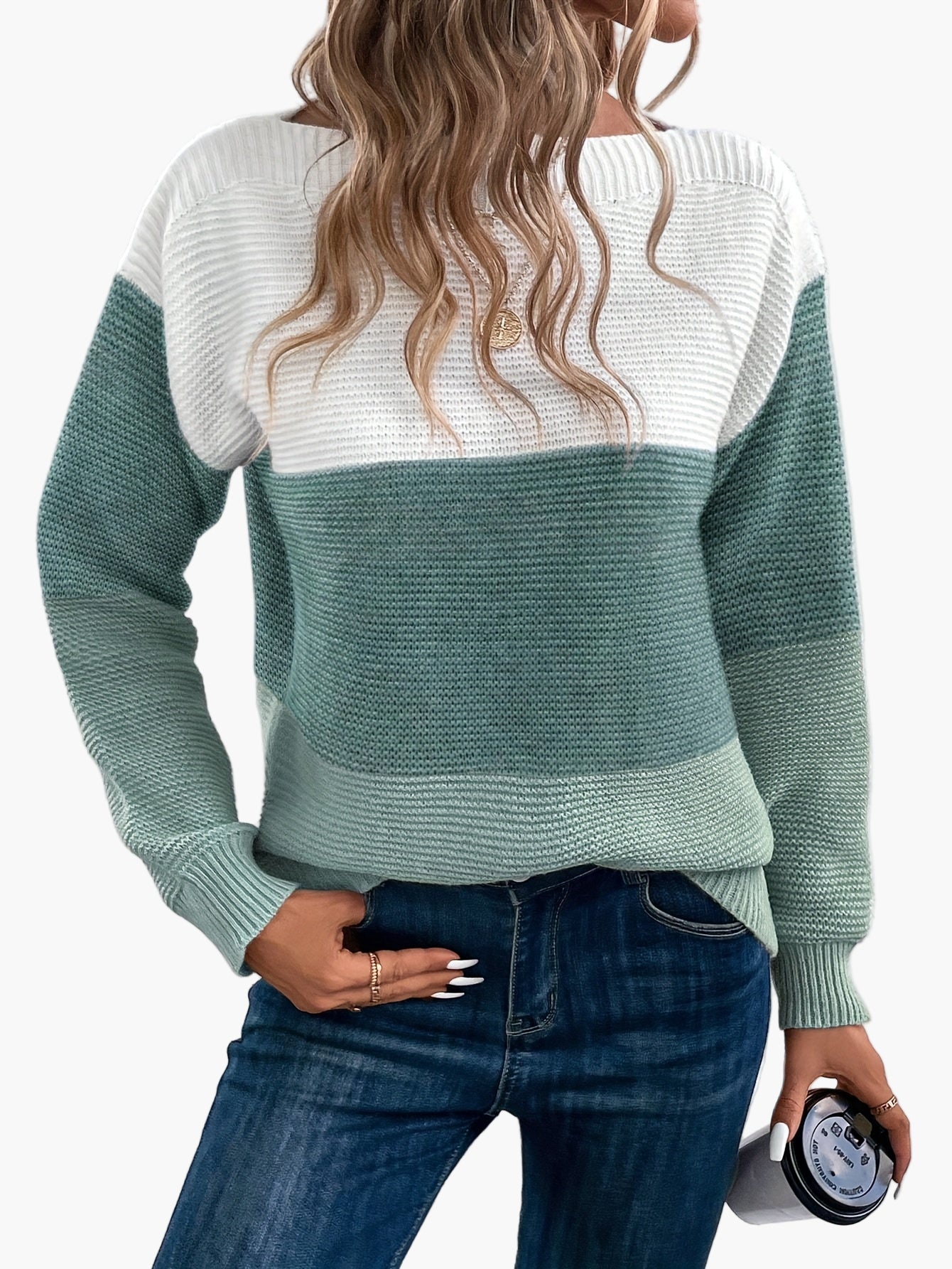 Damen Strickpullover im Colorblock-Design – Eleganter Freizeit-Look für Herbst und Winter