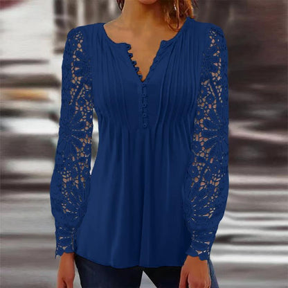 Stan – Damen T-Shirt mit Spitzenärmeln und Falten