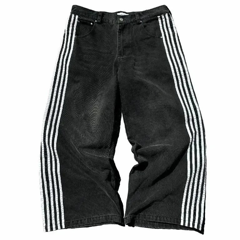 Jake – Vintage gestreifte gestickte Jeans für Herren