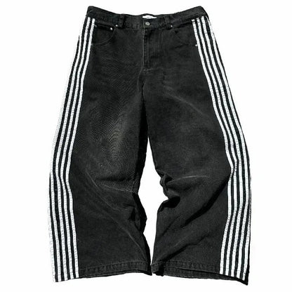 Jake – Vintage gestreifte gestickte Jeans für Herren