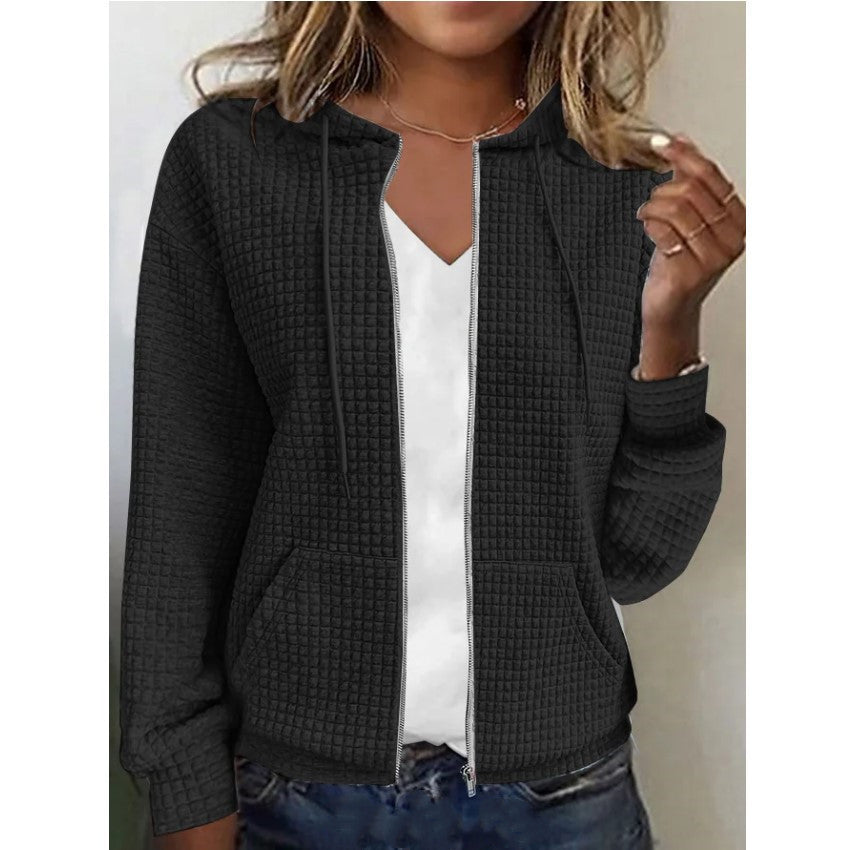 Jessica – Langer Damen-Cardigan mit Reißverschluss und Kapuze
