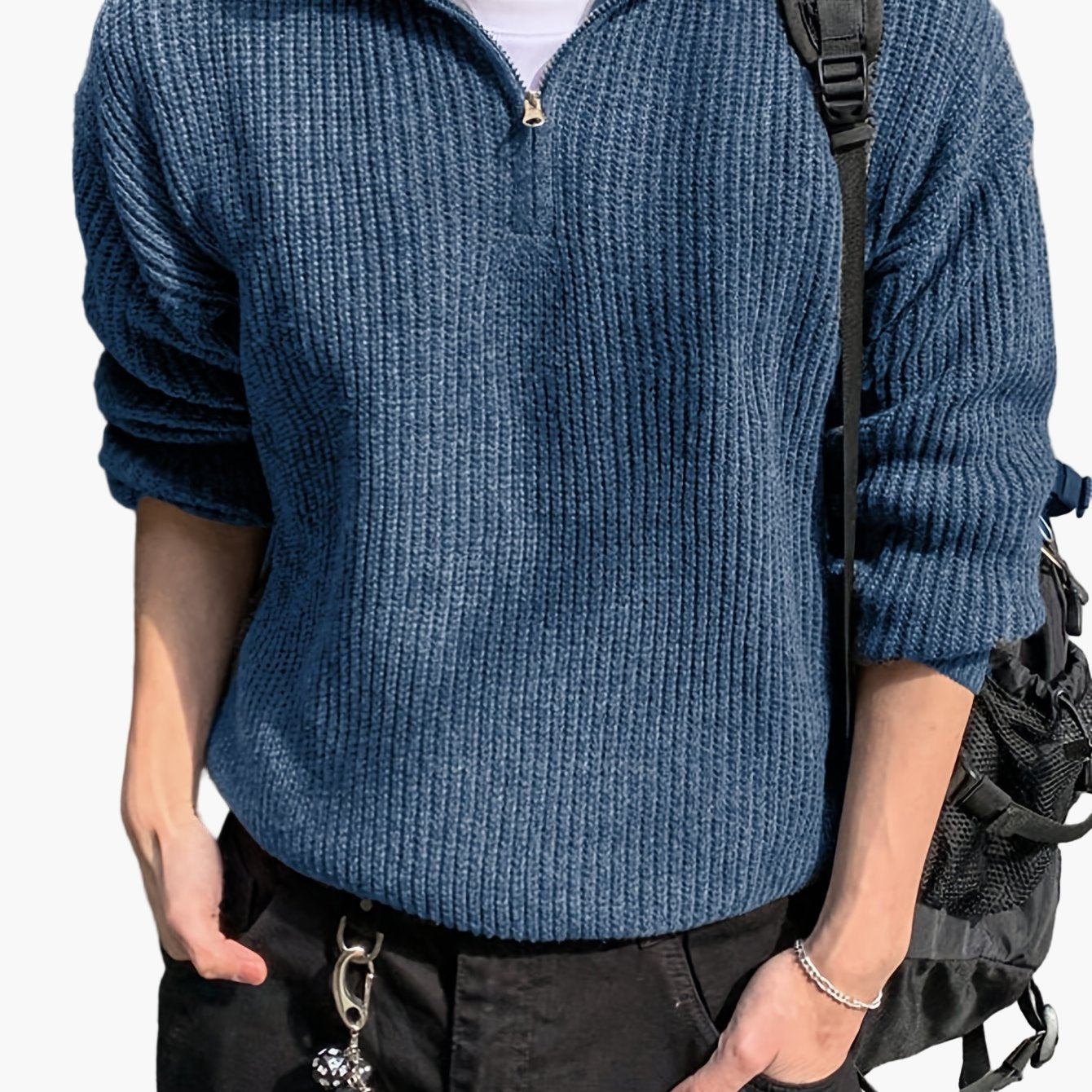 Herren Strickpullover mit Reißverschluss, Casual Style, ideal für Alltag und Freizeit