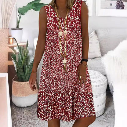 Julie – Ärmelloses Kleid mit kleinem Blumenmuster