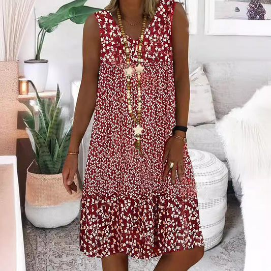 Julie – Ärmelloses Kleid mit kleinem Blumenmuster
