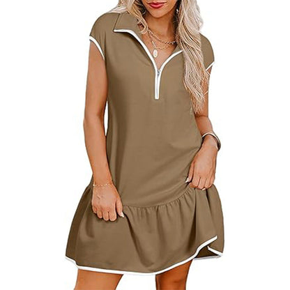 Alison – Kurzärmeliges Polo-Kleid mit Reißverschluss und weitem Bund