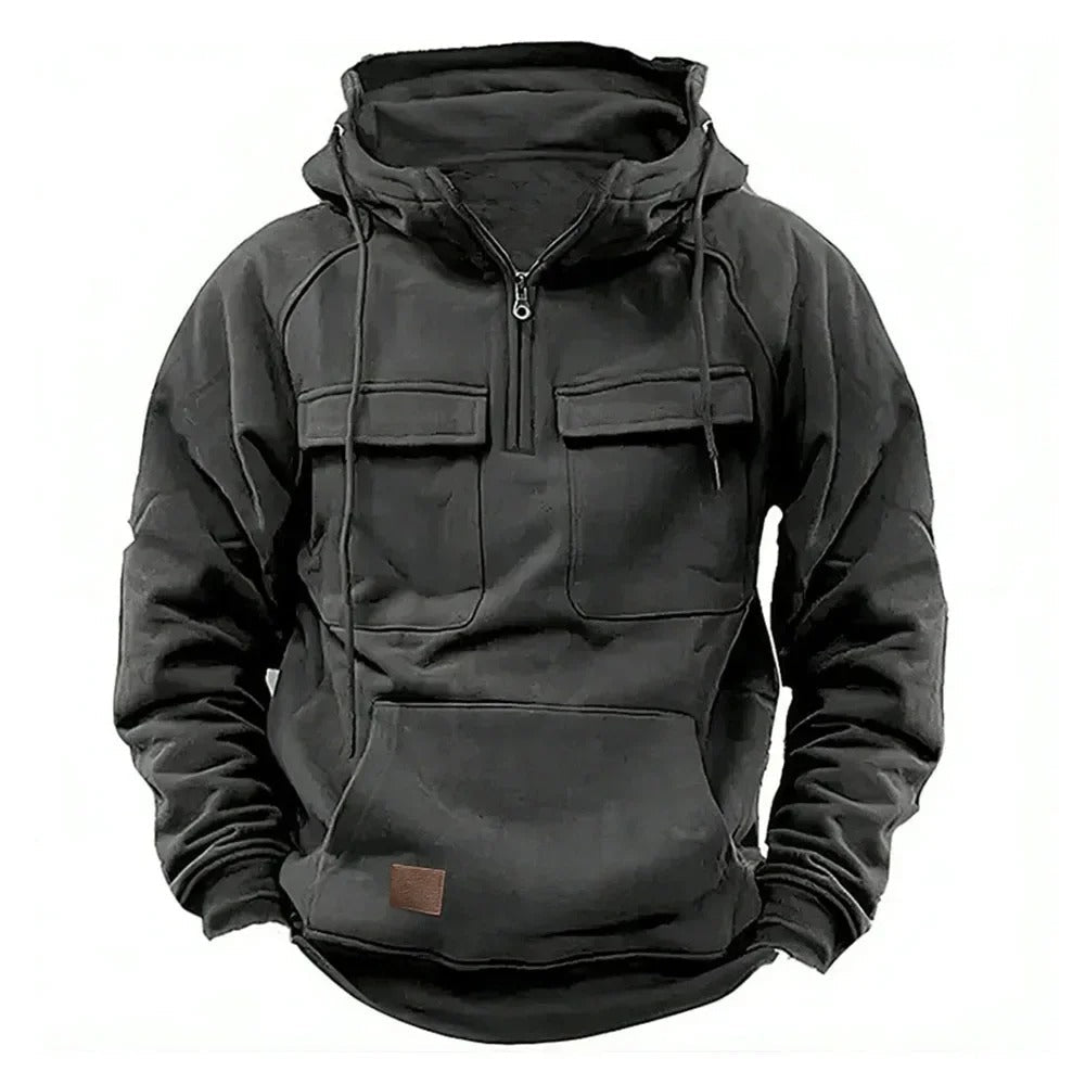 Herren Winter Hoodie mit Zipper – Taktischer Freizeit-Hoodie für Outdoor & Alltag