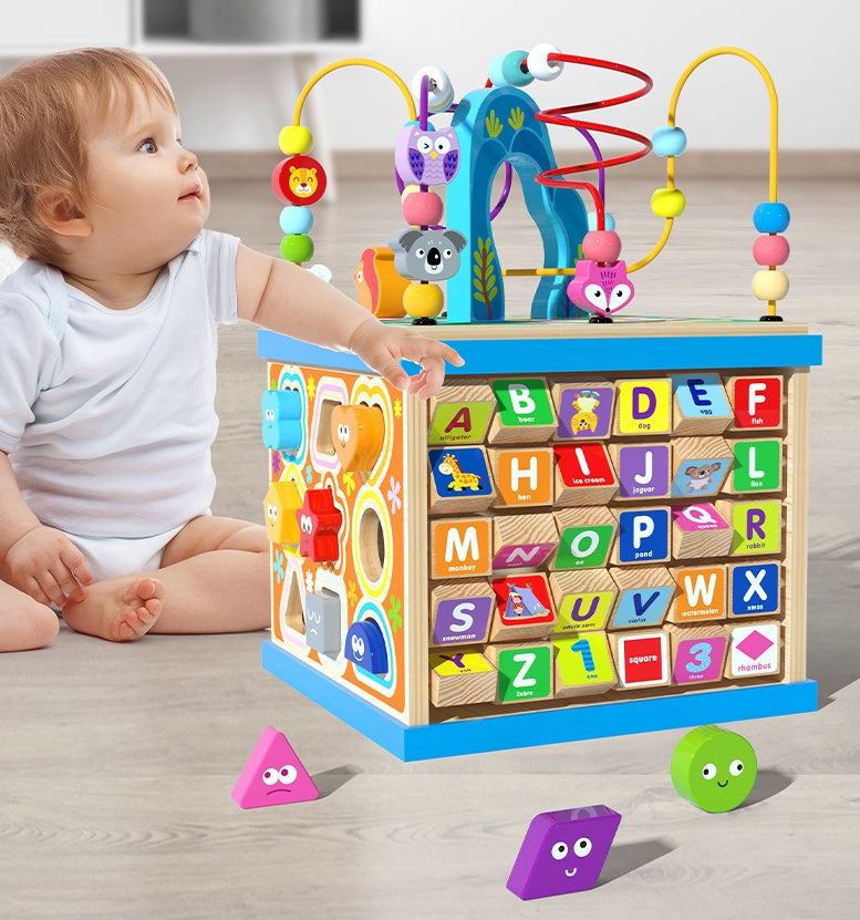 Kinder Multifunktions Motorikwürfel Lernspielzeug – Alphabet, Zahlen & Formen – Lernspiel für Jungen & Mädchen