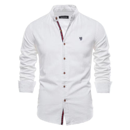 Herren Freizeithemd Slim Fit Stehkragen Modern Business Casual