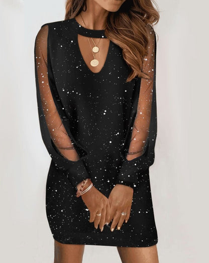 Tamara – Langärmliges V-Ausschnitt Kleid mit Spitzen-Einsätzen für Damen