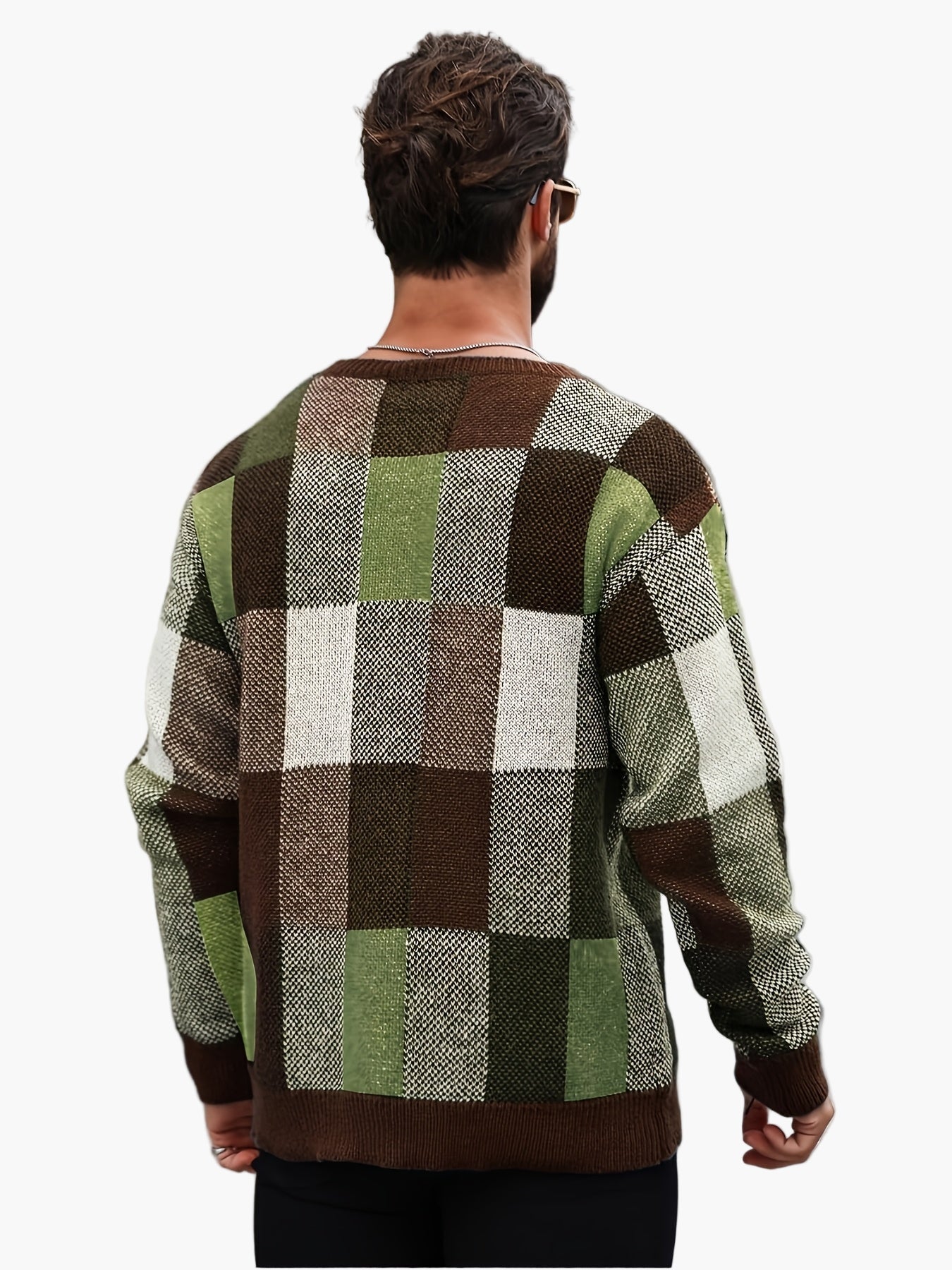 Herren Pullover Kariert Lässig Herbst/Winter – Moderner Rundhals Strickpullover für Alltag & Freizeit