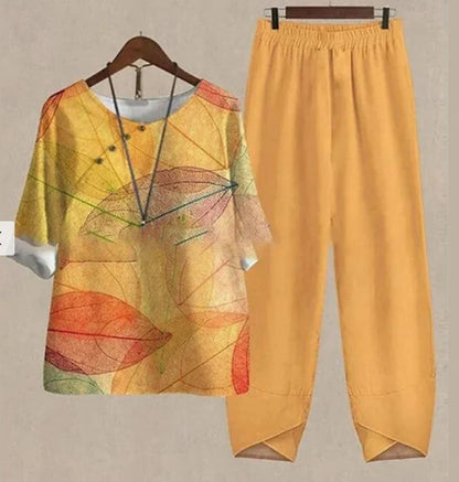 Abigail – Bedruckter Damenanzug mit Top und Hose