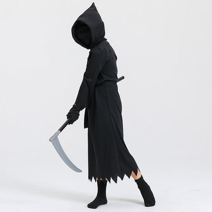 Halloween Kinder Grim Reaper Kostüm – Unisex Sensenmann Verkleidung für Halloween Party & Trick-or-Treat