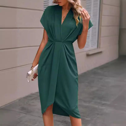 Kathleen – Modisches Sommerkleid mit Fledermausärmeln und V-Ausschnitt