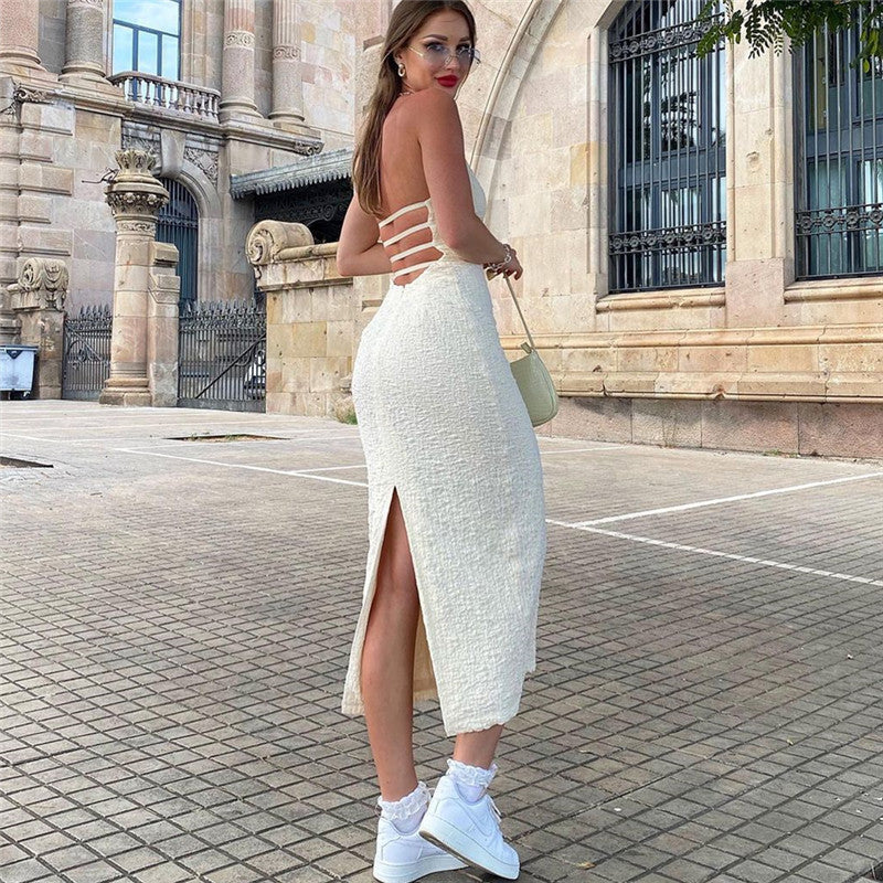 Natasha – Midikleid mit Spitzen-Schlitz