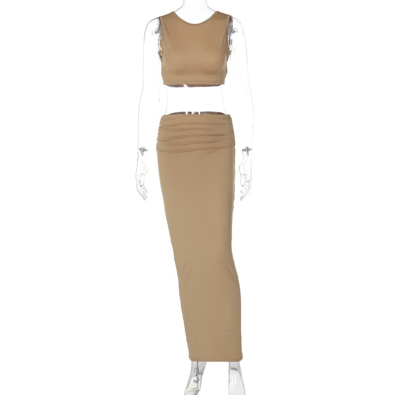 Kathryn – Langärmliges Tanktop und langer Rock Set für Partys im Sommer 2025