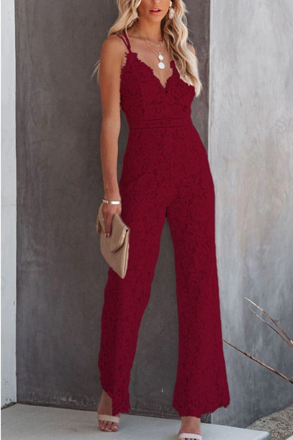 Lauren – Ärmelloser Spitzen-Jumpsuit in Einfarbigem Design