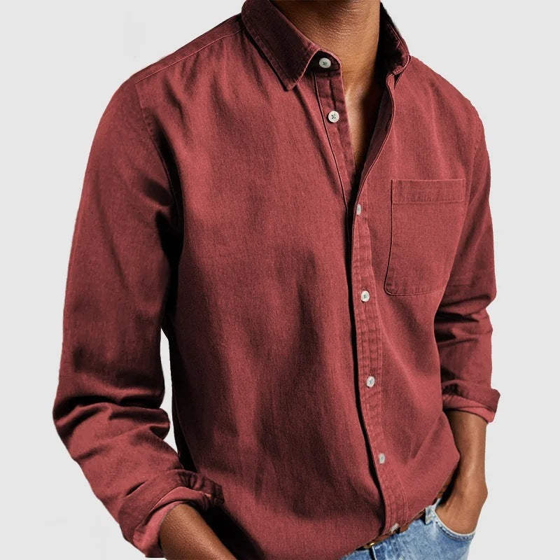 Herren Freizeit Hemd Regular Fit – Langarm, Stylischer Cardigan Look für Alltag und Büro