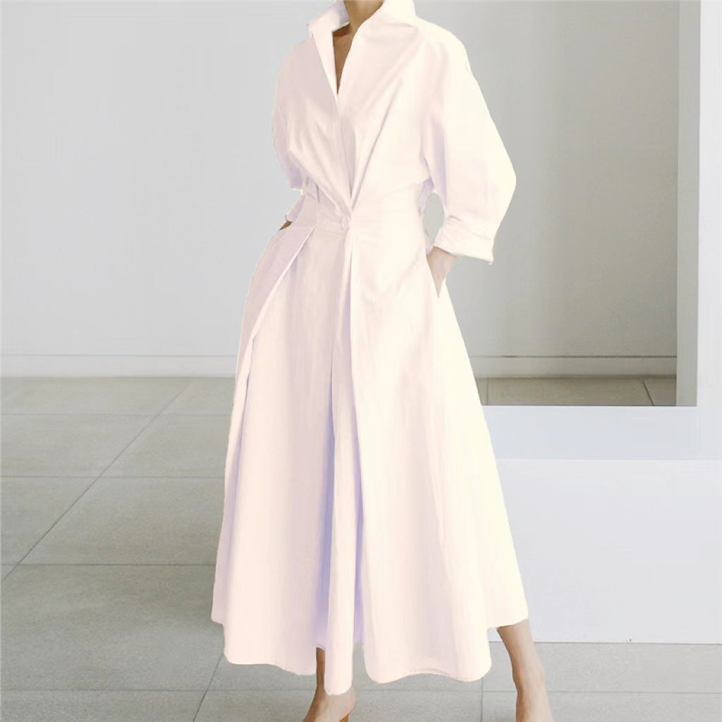 Charlotte – Langärmliges Blusen-Kleid mit elastischer Taille