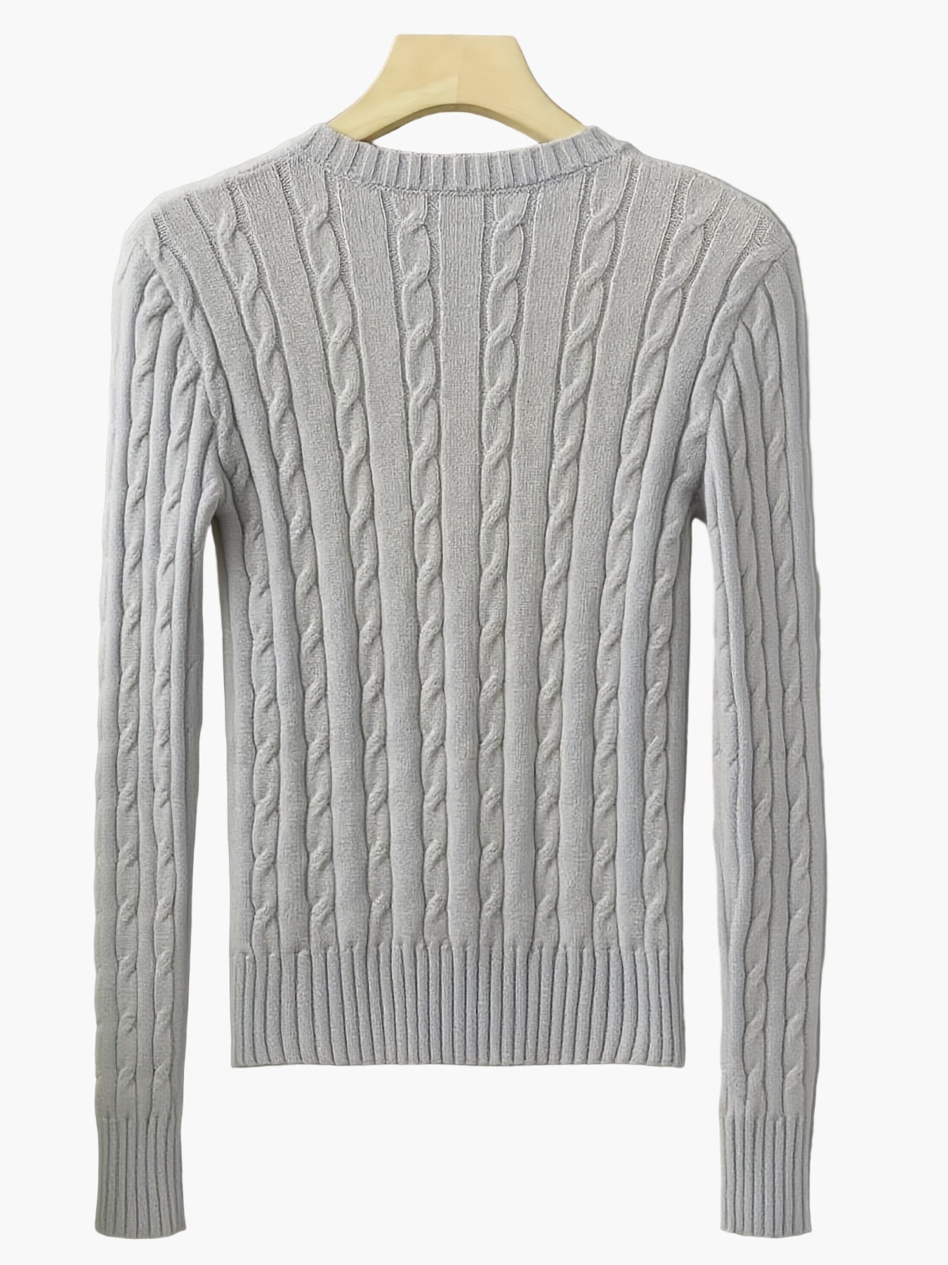 Damen Strickpullover mit Zopfmuster und V-Ausschnitt – Modischer Freizeit-Look