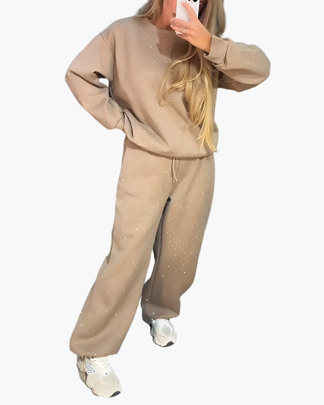 Damen Freizeit Jogginganzug Set mit Strass – Modischer Oversize Look für Alltag & Streetwear