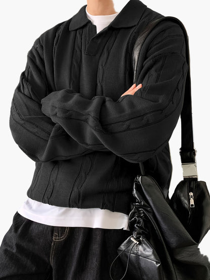 Herren Polo-Strickpullover im Casual-Stil – Ideal für Alltag und Freizeit
