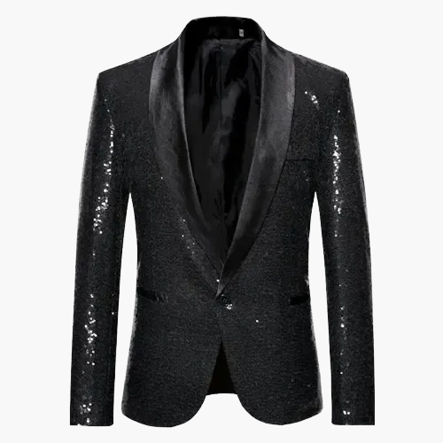 Herren Glitzer Smoking Sakko für festliche Anlässe – Eleganter Party Blazer mit Pailletten
