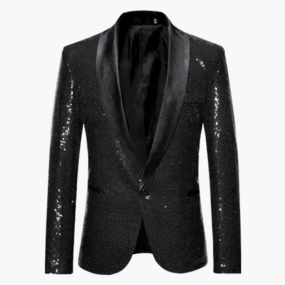 Herren Glitzer Smoking Sakko für festliche Anlässe – Eleganter Party Blazer mit Pailletten