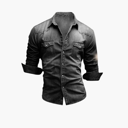 Herren Denim Westernhemd mit Druckknöpfen – Klassischer Stil für Alltag & Freizeit