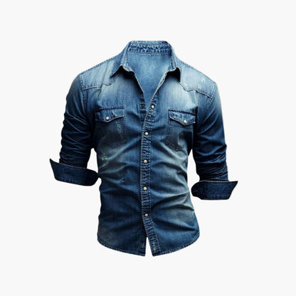 Herren Denim Westernhemd mit Druckknöpfen – Klassischer Stil für Alltag & Freizeit