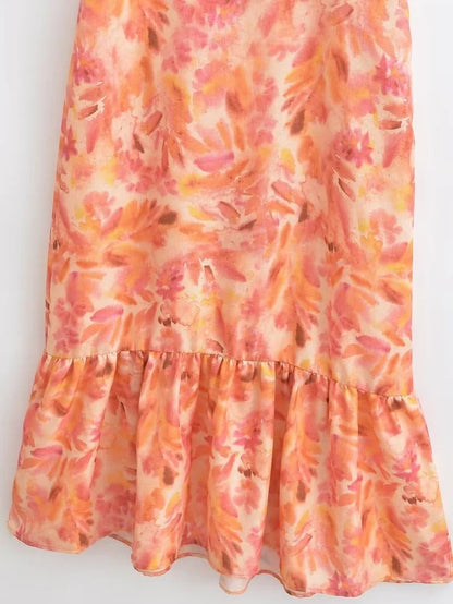 Damen Maxikleid mit Rüschen und Volants – Elegantes Sommerkleid für Freizeit und Urlaub