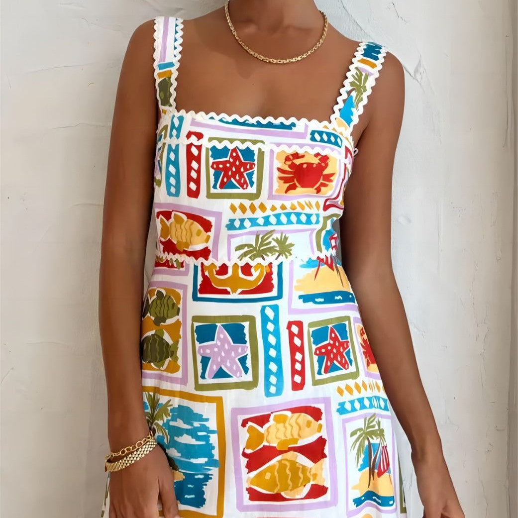 Audrey – Graffiti Träger-Röhrenkleid