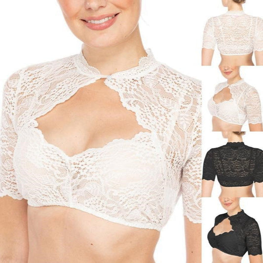 Wendy – Klassisches Damen-T-Shirt mit Spitzenbesatz